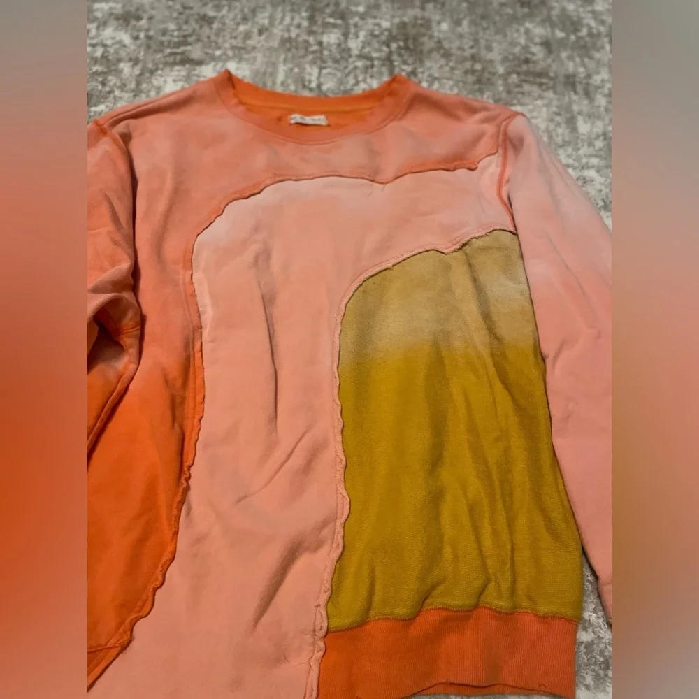 We The Free Shady Colorblock Crewneck Sweatshirt - Orange, Pink, Yellow size L - Picture 4 of 6